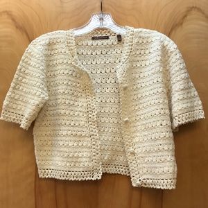 525 America Crochet Short Sleeve Sweater